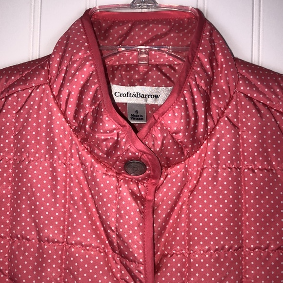 Croft & Barrow Pink w/Polka Dot Puff Vest Sz Small - Picture 5 of 9